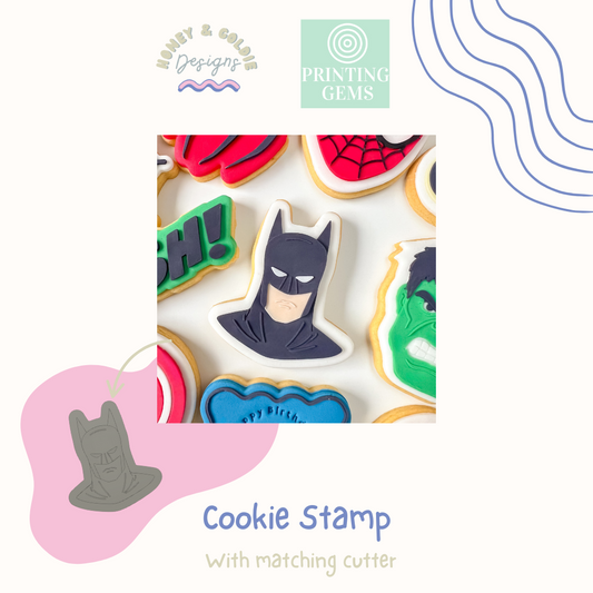 Bat face raised stamp by Honey & Goldie