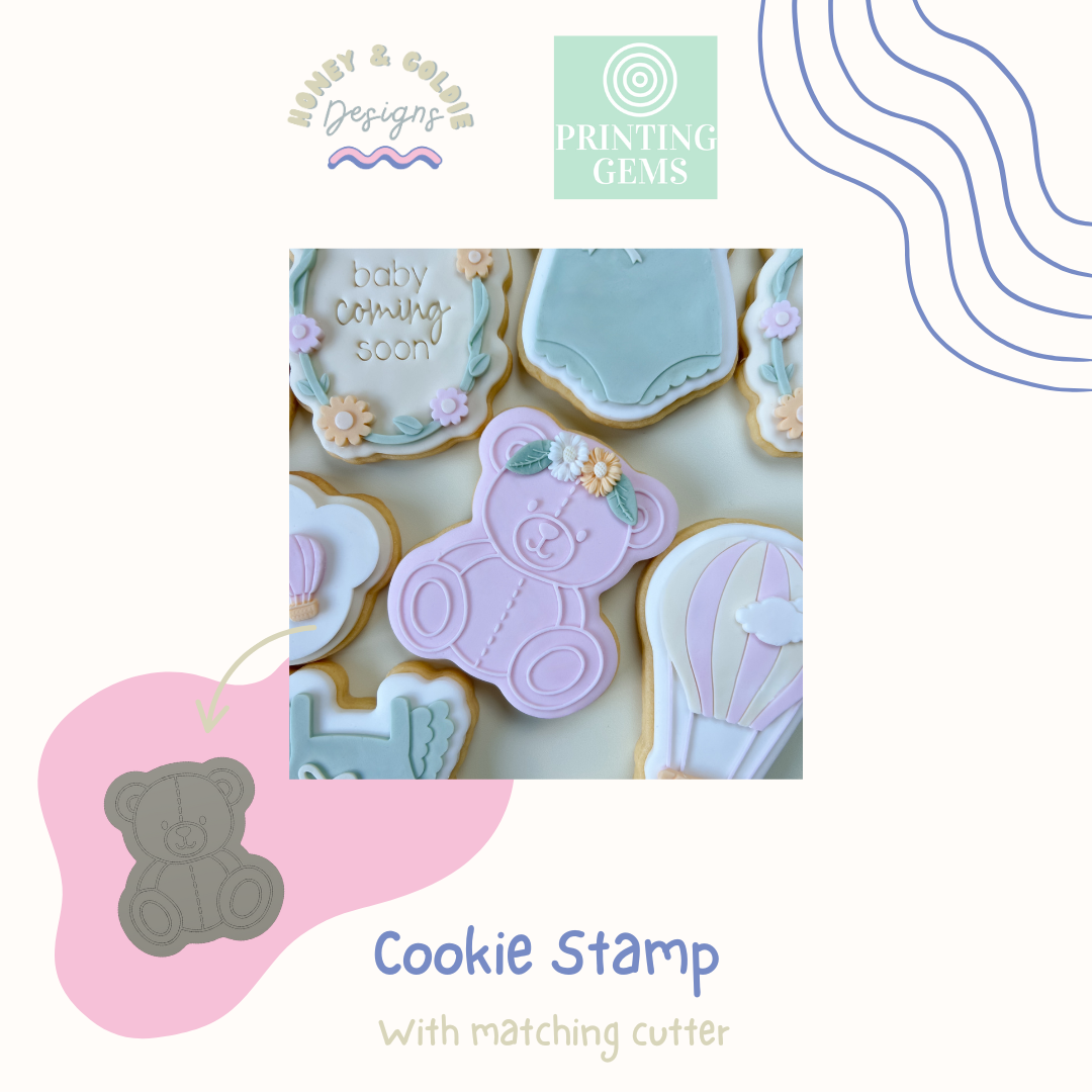 Bear with stitching raised stamp by Honey & Goldie