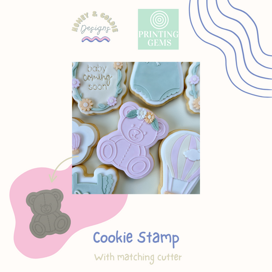 Bear with stitching raised stamp by Honey & Goldie