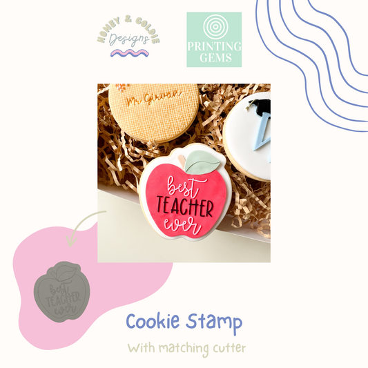 Best teacher ever raised stamp by Honey & Goldie