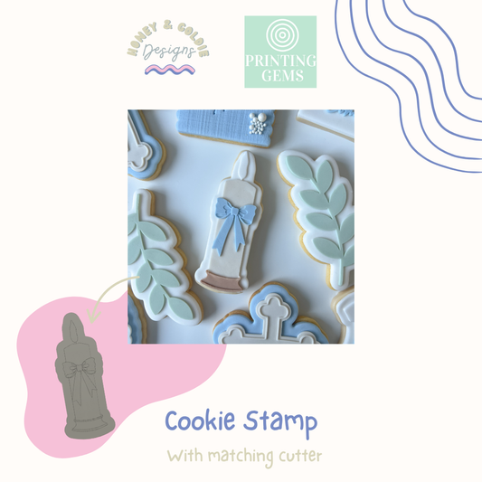 Candle raised cookie stamp and matching cutter by Honey & Goldie