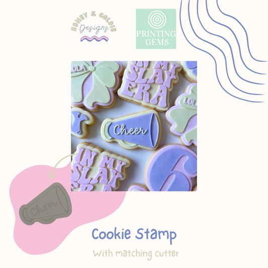 Cheer megaphone raised stamp by Honey & Goldie