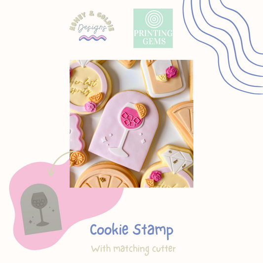 Cocktail with Ice raised stamp by Honey & Goldie