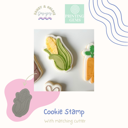 Corn raised stamp by Honey & Goldie