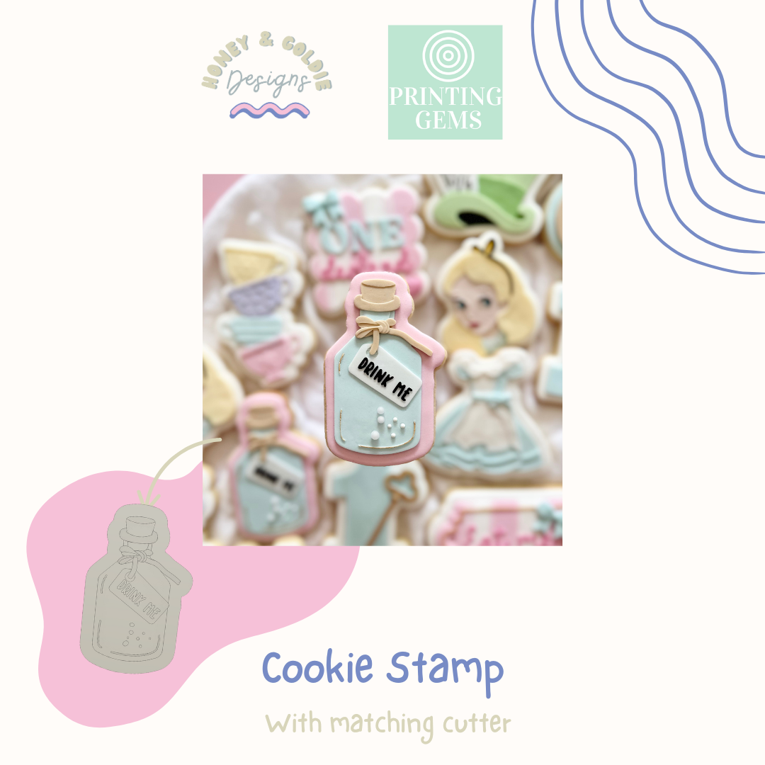 Alice drink me raised stamp by Honey & Goldie