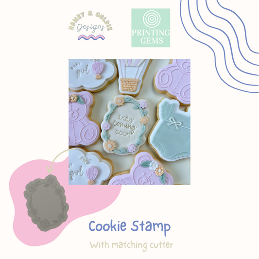 Floral border raised stamp by Honey & Goldie