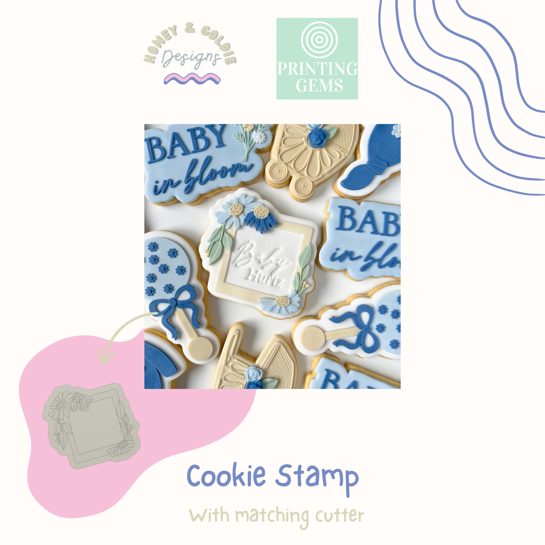 Baby in Bloom frame raised stamp by Honey & Goldie