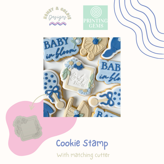 Baby in Bloom frame raised stamp by Honey & Goldie