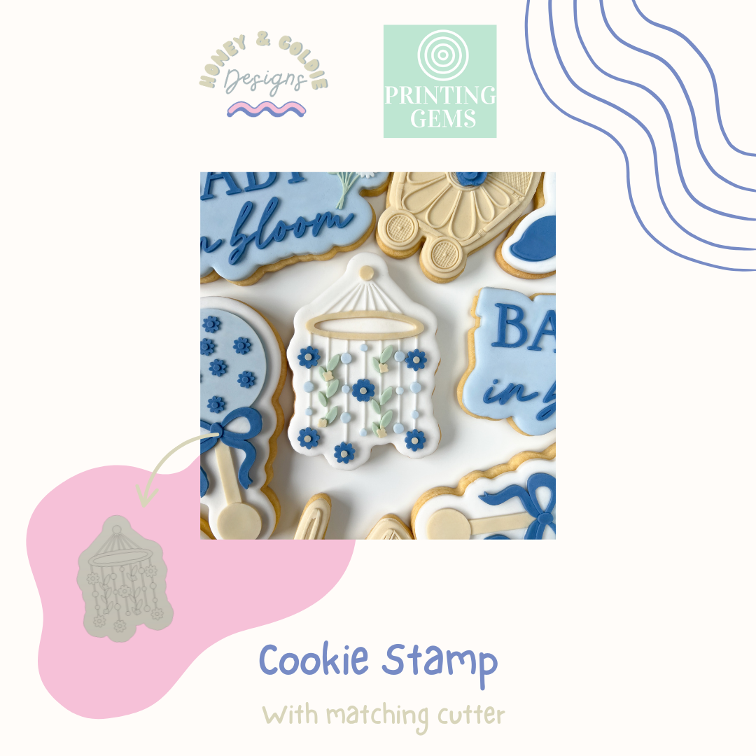 Baby in Bloom mobile raised stamp by Honey & Goldie