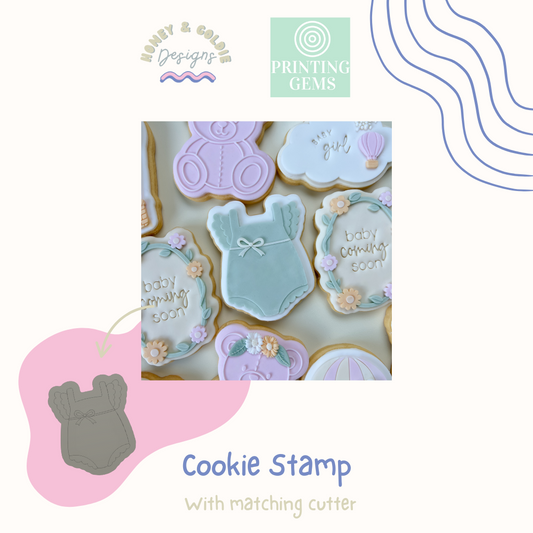 Frilly Onesie raised stamp by Honey & Goldie