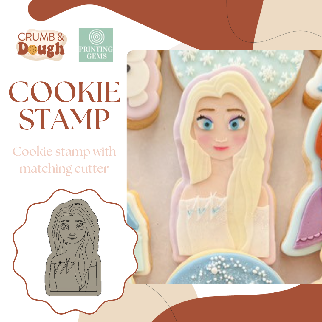 Winter blonde princess raised stamp by Crumb and Dough