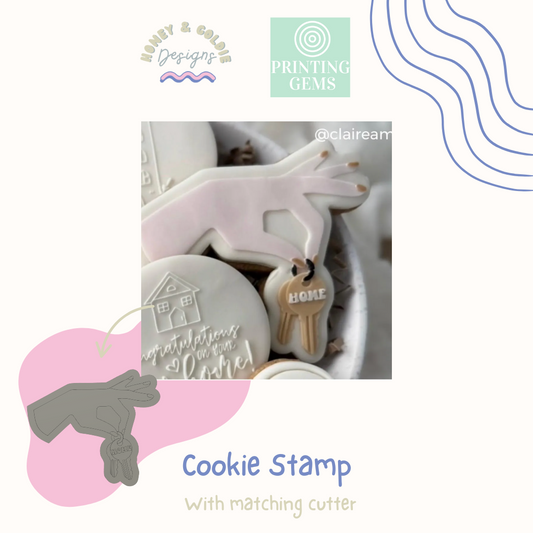 Hand with keys raised stamp by Honey & Goldie