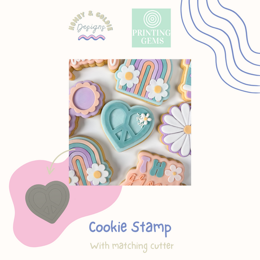 Heart Peace Sign raised stamp by Honey & Goldie