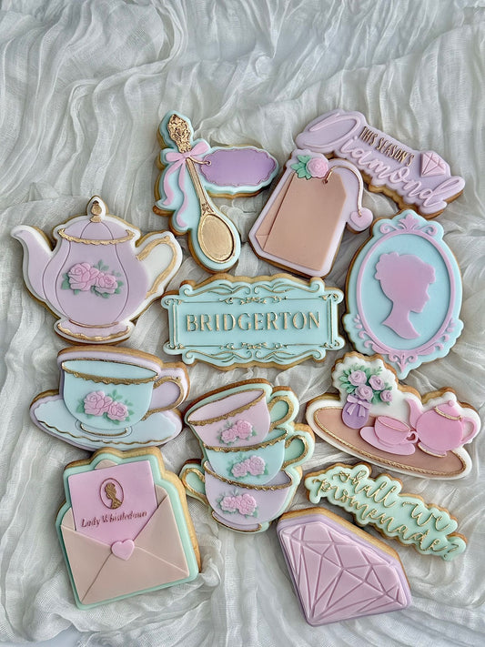 Fancy Society Tea Set raised stamp by Bennets Biccys