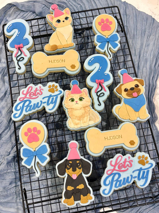 Dog Let's Pawty Set raised stamp by Bennets Biccys