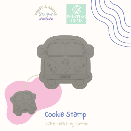 Kombi raised cookie stamp and matching cutter by Honey & Goldie