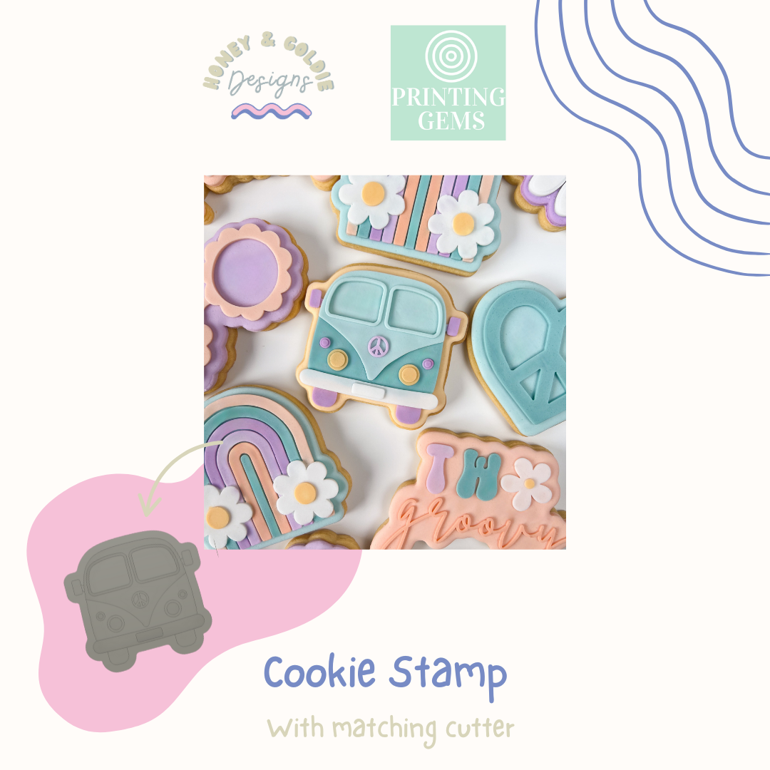 Kombi raised stamp by Honey & Goldie