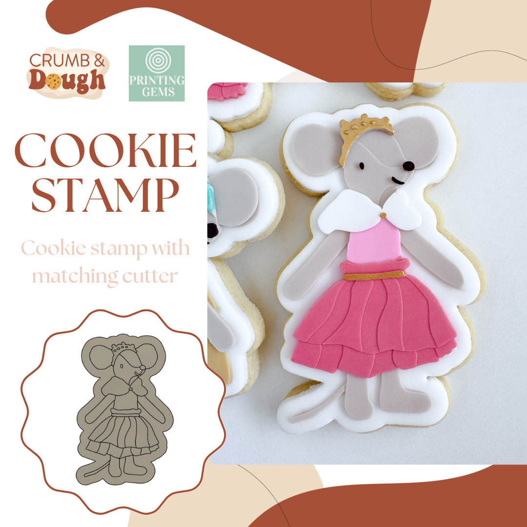 Mouse Princess raised stamp by Crumb and Dough