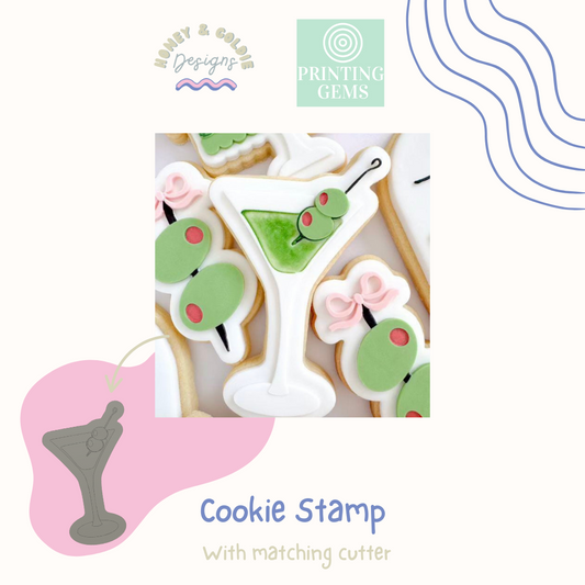 Martini raised stamp by Honey & Goldie