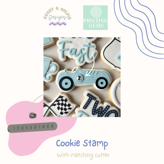 Number Plate raised stamp by Honey & Goldie
