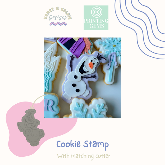Snowman raised cookie stamp and matching cutter by Honey & Goldie
