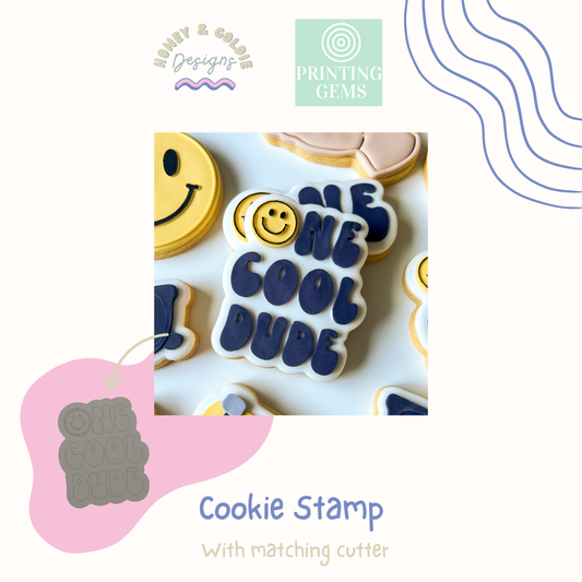 One cool dude raised cookie stamp and matching cutter by Honey & Goldie
