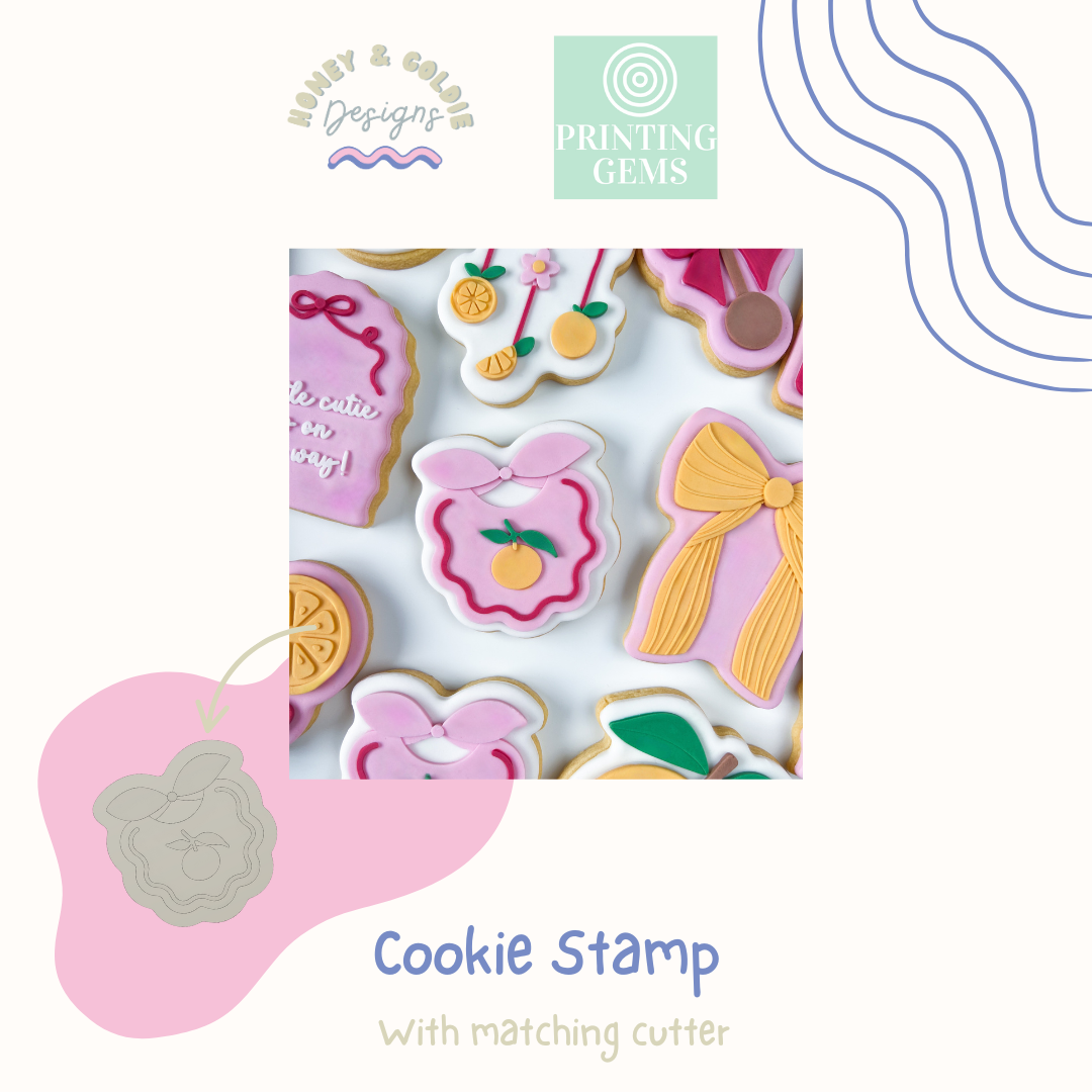 Orange bib raised stamp by Honey & Goldie