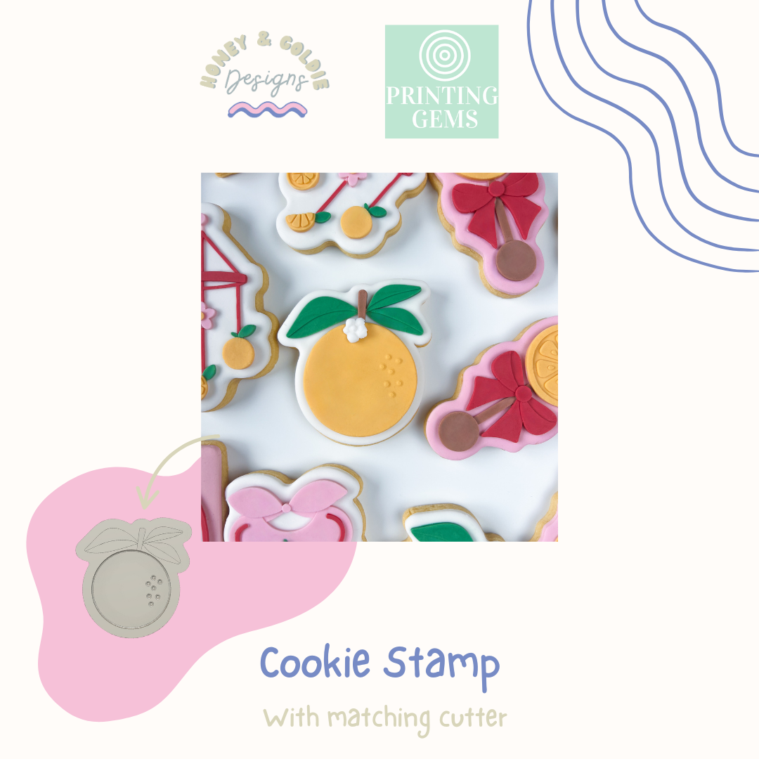 Orange raised stamp by Honey & Goldie
