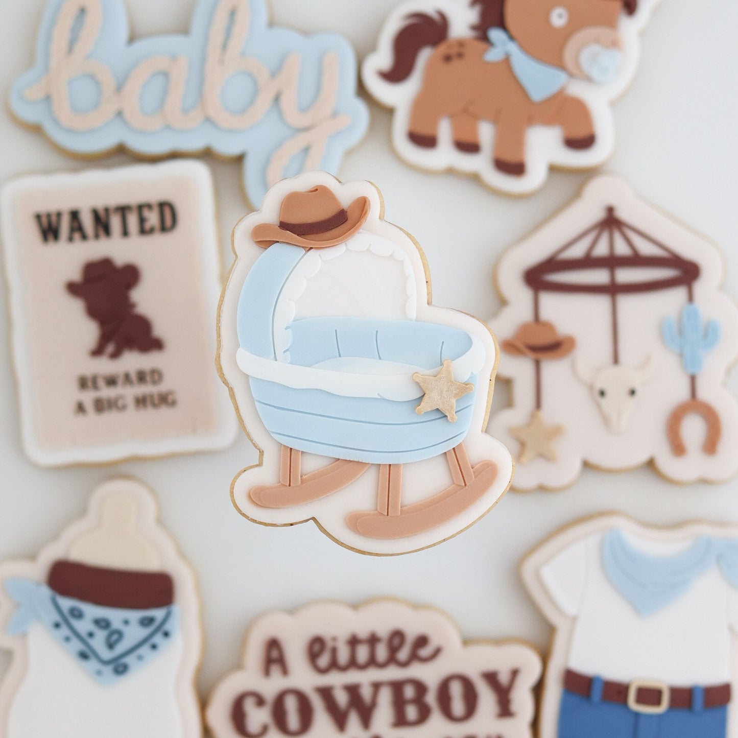 A Little Cowboy is On the Way Set raised stamp by Le Monde De Mely