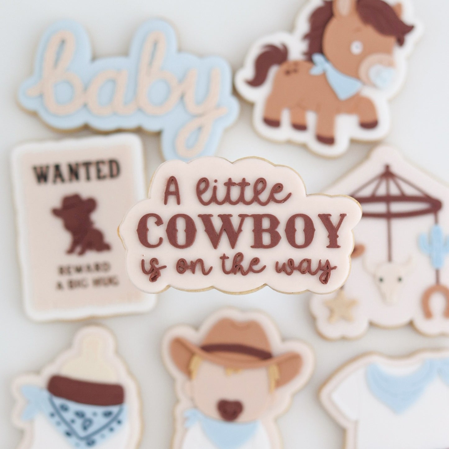 A Little Cowboy is On the Way Set raised stamp by Le Monde De Mely