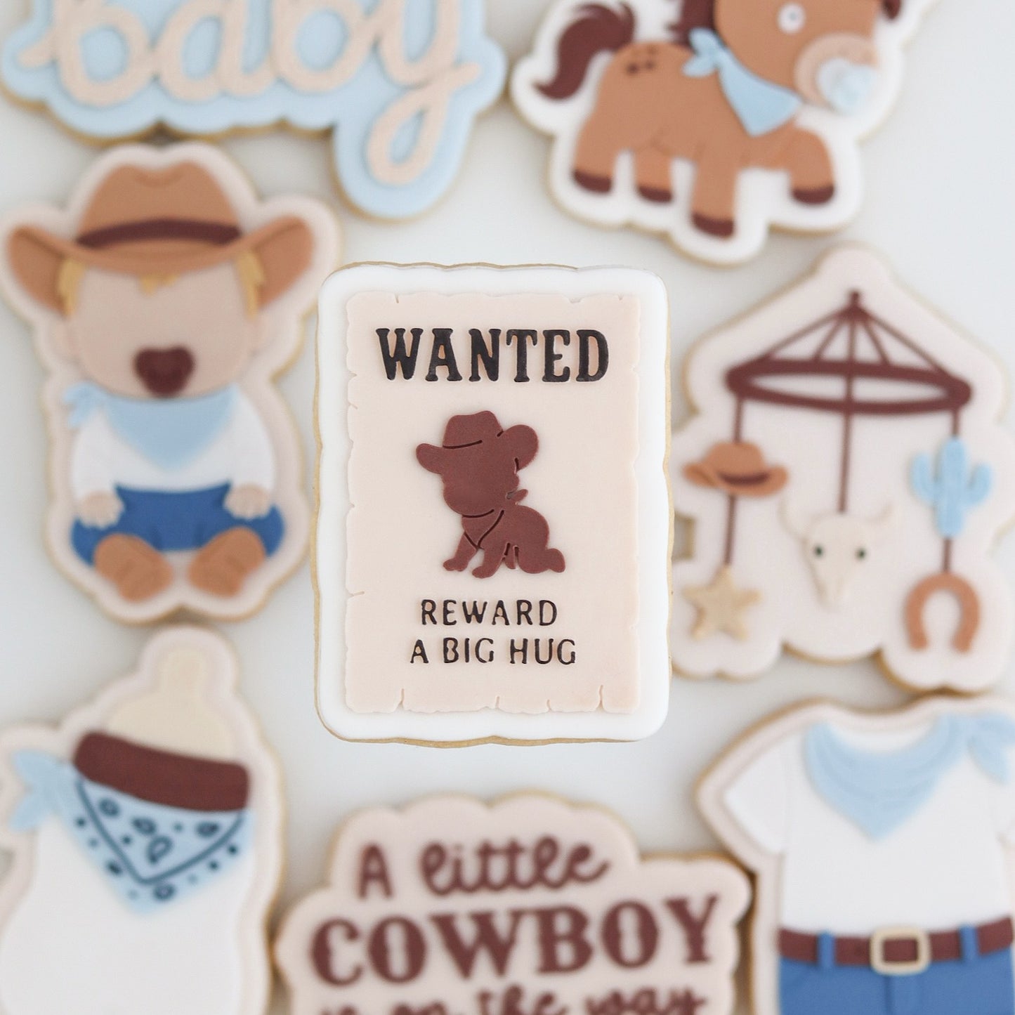 A Little Cowboy is On the Way Set raised stamp by Le Monde De Mely