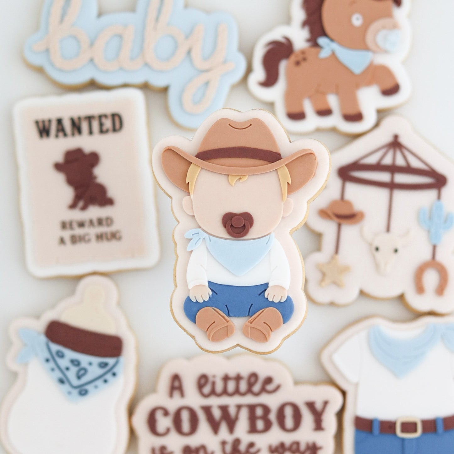 A Little Cowboy is On the Way Set raised stamp by Le Monde De Mely