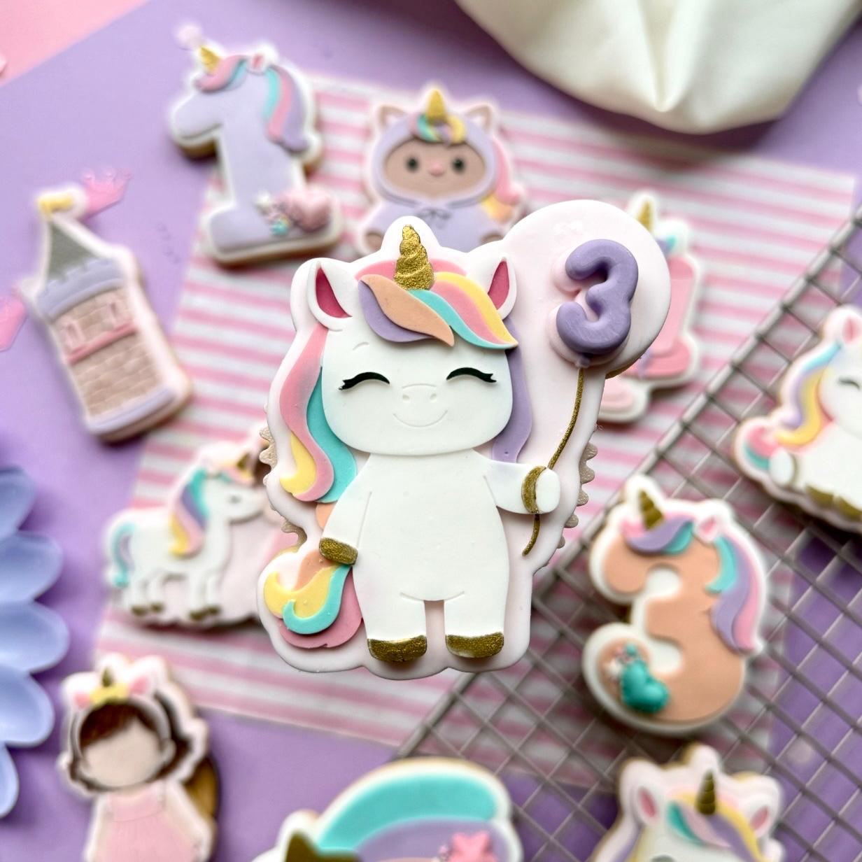 Unicorn birthday Set raised stamp by Le Monde De Mely