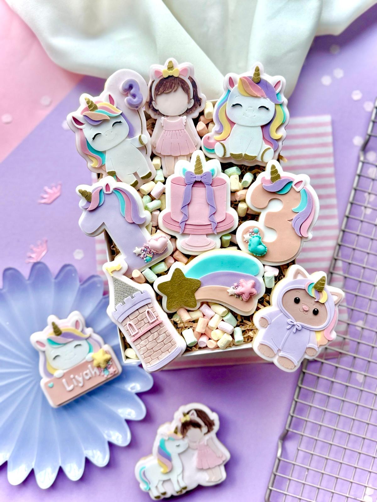 Unicorn birthday Set raised stamp by Le Monde De Mely