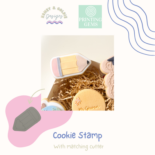 Pencil raised stamp by Honey & Goldie