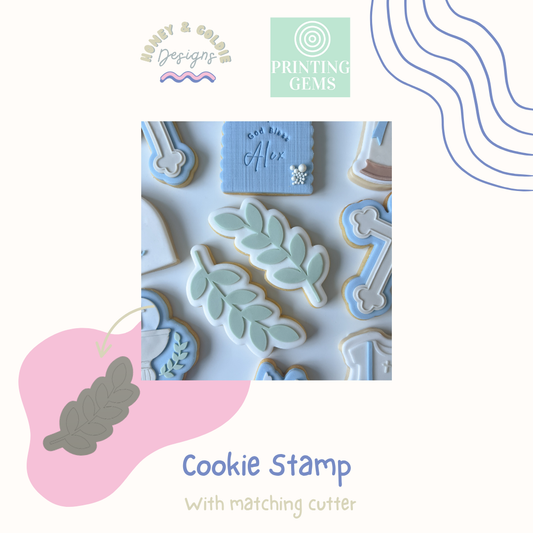 Plain branch raised cookie stamp and matching cutter by Honey & Goldie