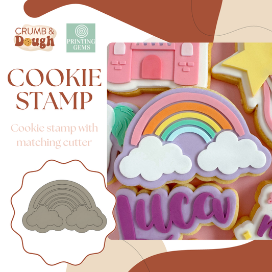 Rainbow with clouds raised stamp by Crumb and Dough