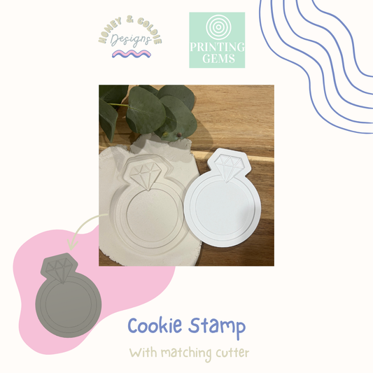 Ring raised cookie stamp and matching cutter by Honey & Goldie