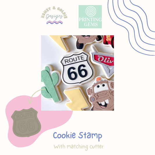 Route 66 raised stamp by Honey & Goldie