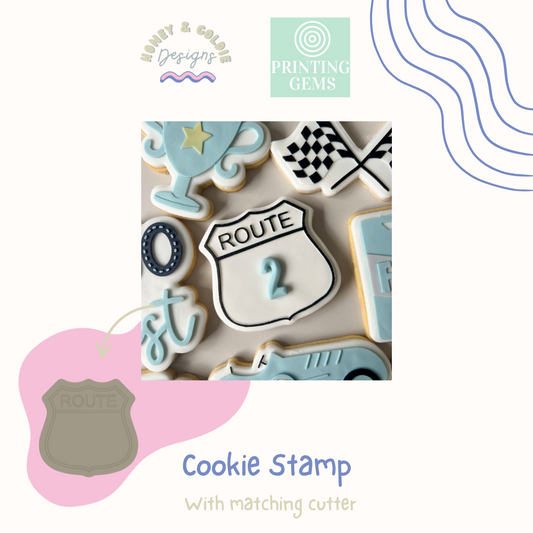 Blank Route 66 raised stamp by Honey & Goldie