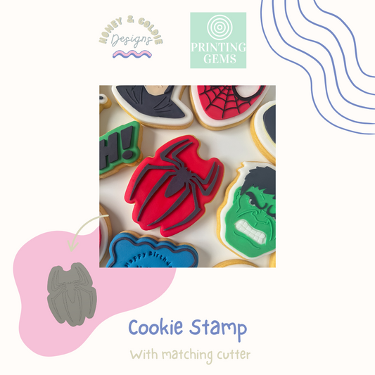 Spider logo raised stamp by Honey & Goldie
