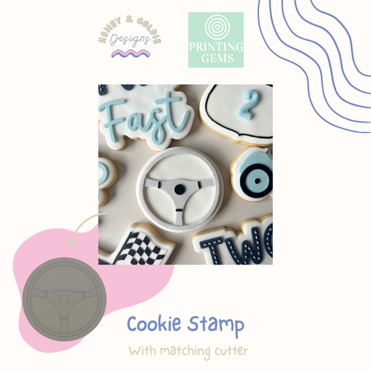 Steering wheel raised stamp by Honey & Goldie