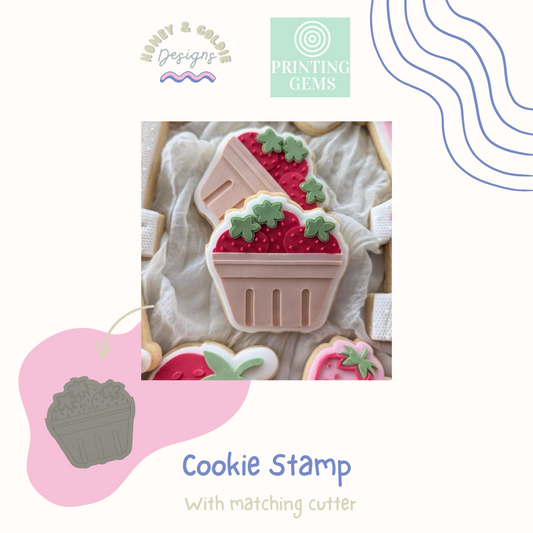 Strawberry punnet raised stamp by Honey & Goldie
