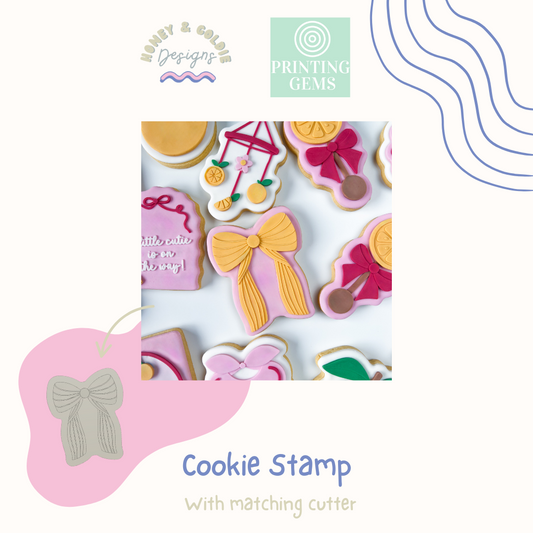 Striped Bow raised stamp by Honey & Goldie