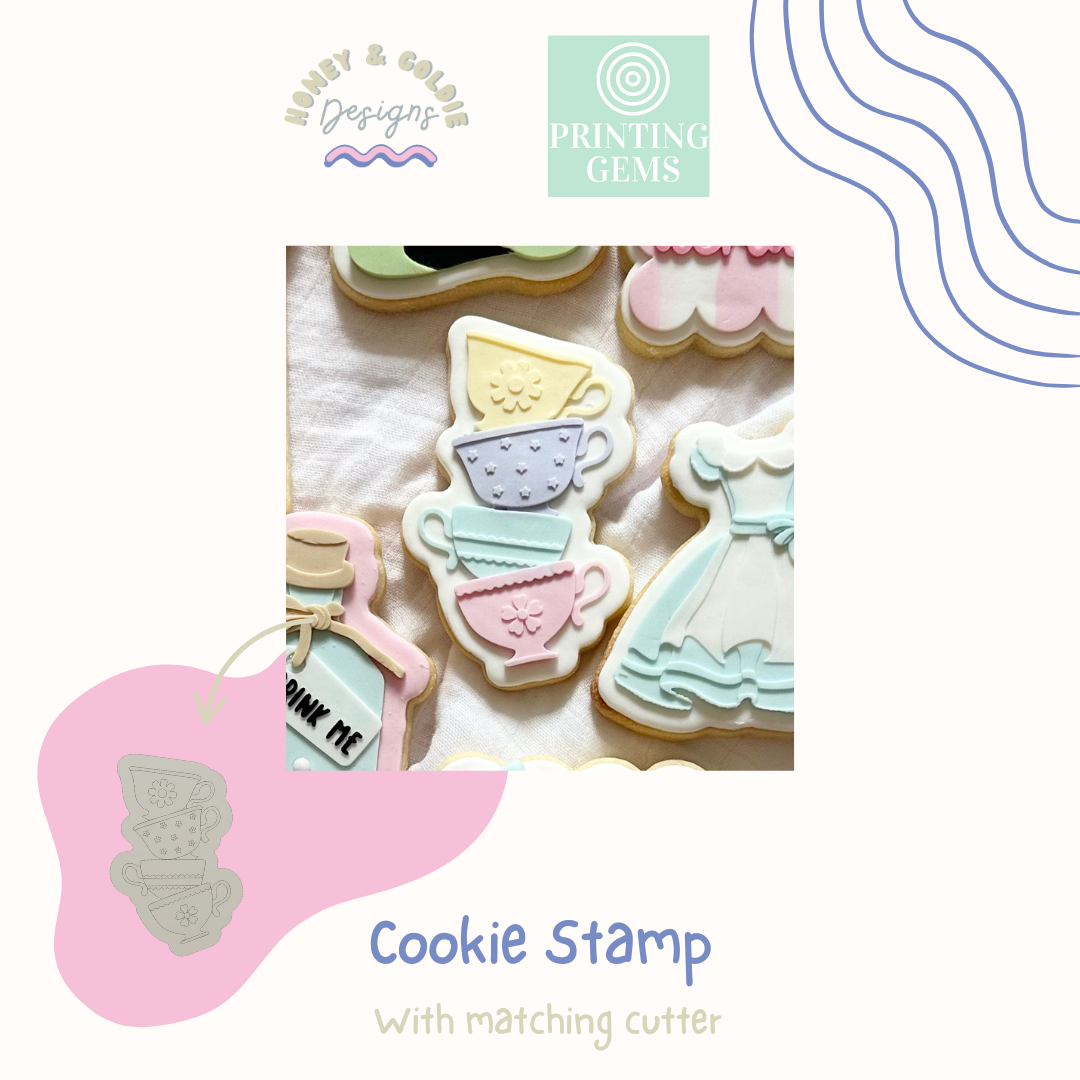 Alice teacup raised stamp by Honey & Goldie