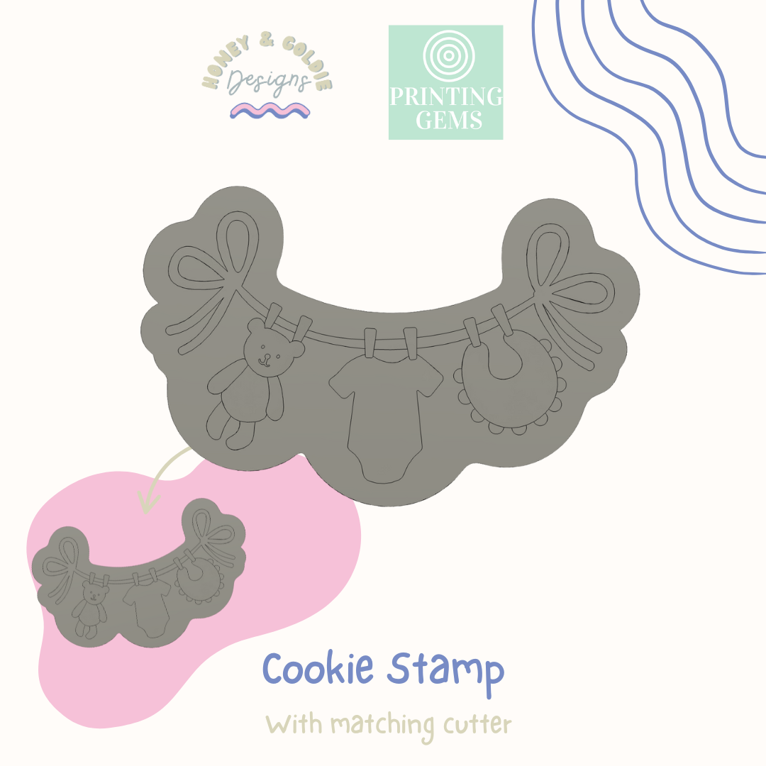 Teddy line hanger raised stamp by Honey & Goldie