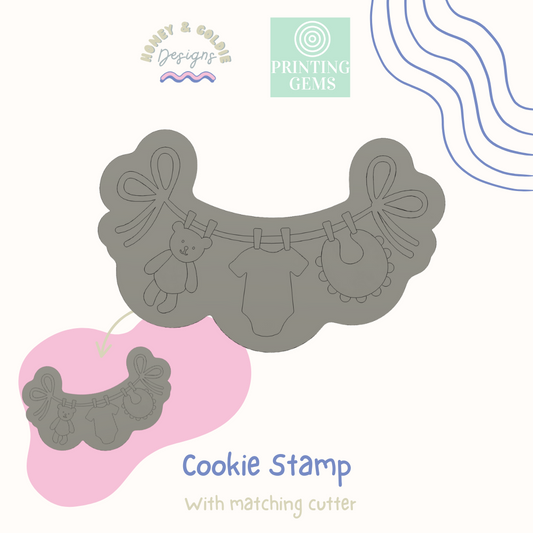 Teddy line hanger raised stamp by Honey & Goldie