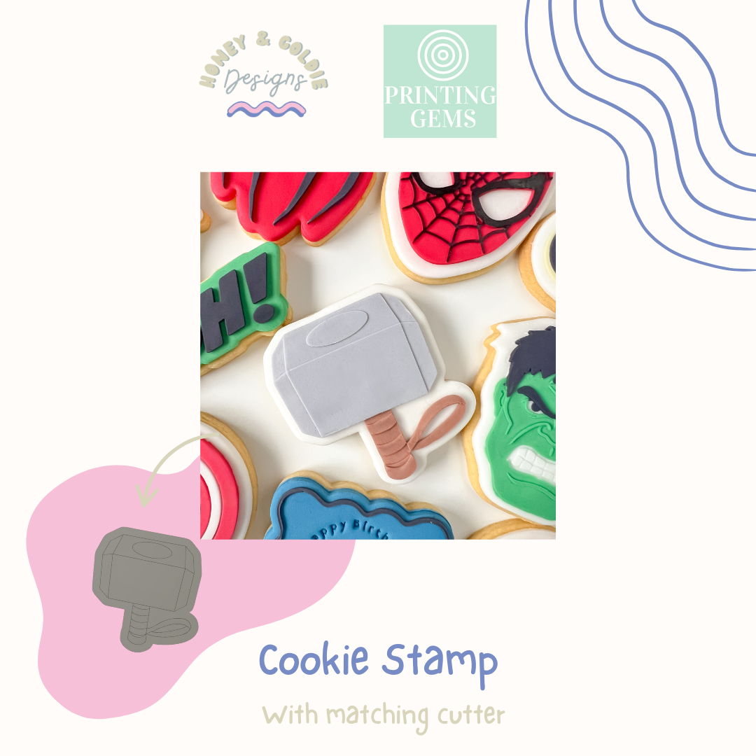 Norse Hammer raised stamp by Honey & Goldie