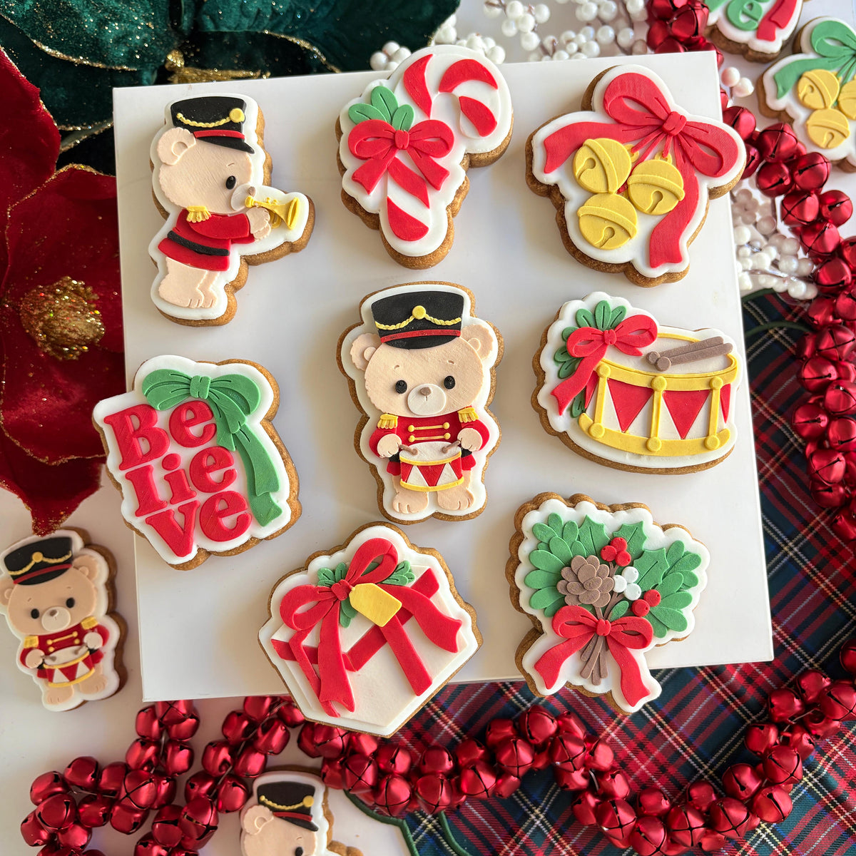 Christmas Drummer Bear raised stamp by Le Monde De Mely