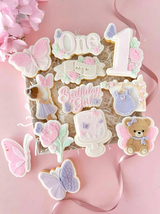Butterfly birthday girl Set raised stamp by Le Monde De Mely